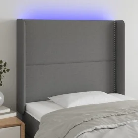 Dark gray fabric headboard with LED 93x16x118/128 cm by , Headboards and footboards - Ref: Foro24-3123891, Price: 67,72 €, Di...