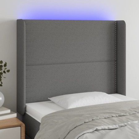 Dark gray fabric headboard with LED 93x16x118/128 cm by , Headboards and footboards - Ref: Foro24-3123891, Price: 66,88 €, Di...