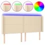 Cream fabric headboard with LED 203x16x118/128 cm by , Headboards and footboards - Ref: Foro24-3123935, Price: 110,26 €, Disc...
