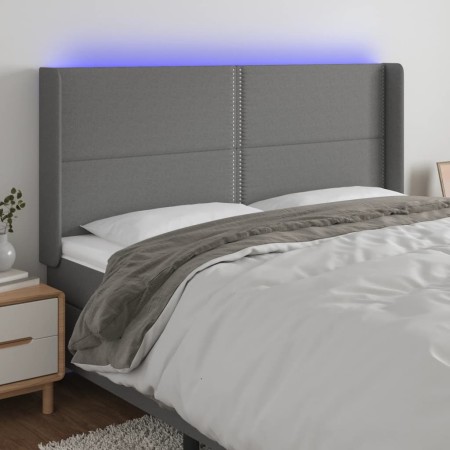 Dunkelgraues Stoffkopfteil mit LED 183x16x118/128 cm von , Kopf- und Fußteile - Ref: Foro24-3123923, Preis: 107,79 €, Rabatt: %
