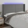 Cabecero con LED de tela gris oscuro 183x16x118/128 cm de , Cabeceros y pies de cama - Ref: Foro24-3123923, Precio: 106,08 €,...