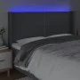 Cabecero con LED de tela gris oscuro 183x16x118/128 cm de , Cabeceros y pies de cama - Ref: Foro24-3123923, Precio: 106,08 €,...