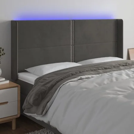 Cabecero con LED de terciopelo gris oscuro 163x16x118/128 cm de , Cabeceros y pies de cama - Ref: Foro24-3123963, Precio: 120...