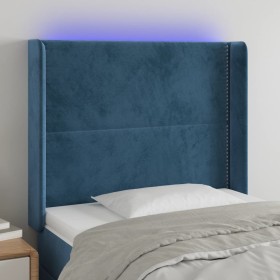 LED-Kopfteil aus dunkelblauem Samt, 83 x 16 x 118/128 cm von , Kopf- und Fußteile - Ref: Foro24-3123942, Preis: 82,16 €, Raba...