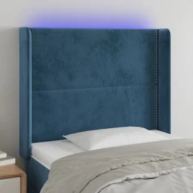 LED-Kopfteil aus dunkelblauem Samt, 83 x 16 x 118/128 cm von , Kopf- und Fußteile - Ref: Foro24-3123942, Preis: 83,61 €, Raba...
