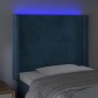 LED-Kopfteil aus dunkelblauem Samt, 83 x 16 x 118/128 cm von , Kopf- und Fußteile - Ref: Foro24-3123942, Preis: 82,16 €, Raba...