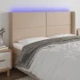 Headboard with LED cappuccino synthetic leather 183x16x118/128cm by , Headboards and footboards - Ref: Foro24-3124015, Price:...