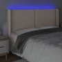 Headboard with LED cappuccino synthetic leather 183x16x118/128cm by , Headboards and footboards - Ref: Foro24-3124015, Price:...
