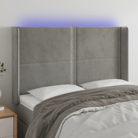 Cabecero con LED de terciopelo gris claro 147x16x118/128 cm de , Cabeceros y pies de cama - Ref: Foro24-3123956, Precio: 105,...