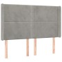Light gray velvet headboard with LED 147x16x118/128 cm by , Headboards and footboards - Ref: Foro24-3123956, Price: 105,57 €,...