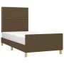 Dark brown fabric bed frame with headboard 80x200 cm by , Beds and slatted bases - Ref: Foro24-3124931, Price: 133,09 €, Disc...