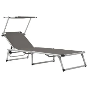 Folding lounger with aluminum and gray textilene roof by vidaXL, Loungers - Ref: Foro24-44335, Price: 117,07 €, Discount: %