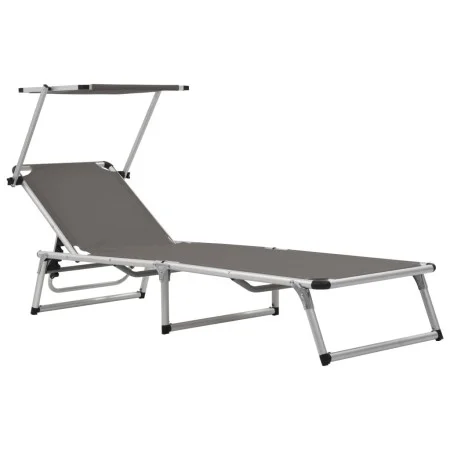 Folding lounger with aluminum and gray textilene roof by vidaXL, Loungers - Ref: Foro24-44335, Price: 117,07 €, Discount: %