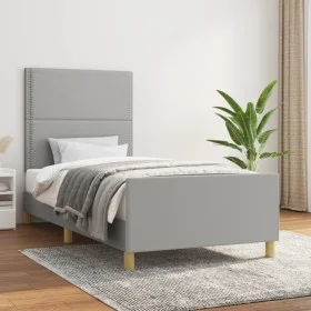 Light gray fabric bed frame with headboard 90x200 cm by , Beds and slatted bases - Ref: Foro24-3124944, Price: 124,24 €, Disc...