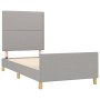 Light gray fabric bed frame with headboard 90x200 cm by , Beds and slatted bases - Ref: Foro24-3124944, Price: 130,33 €, Disc...