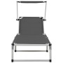 Folding lounger with aluminum and gray textilene roof by vidaXL, Loungers - Ref: Foro24-44335, Price: 136,50 €, Discount: %