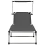 Folding lounger with aluminum and gray textilene roof by vidaXL, Loungers - Ref: Foro24-44335, Price: 117,07 €, Discount: %