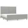 Bed frame with headboard light gray fabric 180x200 cm by , Beds and slatted bases - Ref: Foro24-3124992, Price: 220,24 €, Dis...