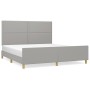 Estructura de cama con cabecero gris claro tela 180x200 cm de , Camas y somieres - Ref: Foro24-3124992, Precio: 222,28 €, Des...