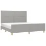 Bed frame with headboard light gray fabric 180x200 cm by , Beds and slatted bases - Ref: Foro24-3124992, Price: 220,24 €, Dis...