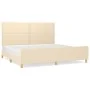 Estructura de cama con cabecero de tela color crema 200x200 cm de , Camas y somieres - Ref: Foro24-3125005, Precio: 215,57 €,...