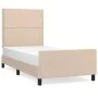 Cappuccino synthetic leather headboard bed frame 90x200 cm by , Beds and slatted bases - Ref: Foro24-3125493, Price: 142,49 €...