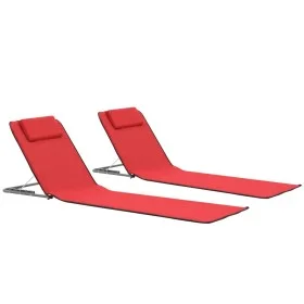 Folding beach mat, 2 units, steel and red fabric by vidaXL, Loungers - Ref: Foro24-44329, Price: 46,84 €, Discount: %