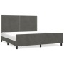 Bed frame with dark gray velvet headboard 160x200 cm by , Beds and slatted bases - Ref: Foro24-3125703, Price: 210,32 €, Disc...