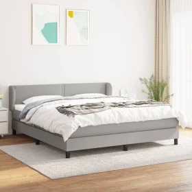 Box spring bed with light gray fabric mattress 180x200 cm by , Beds and slatted bases - Ref: Foro24-3126181, Price: 525,12 €,...