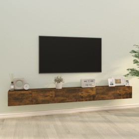 Set de muebles de TV 3 pzas madera contrachapada roble ahumado