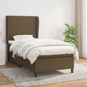Box spring bed with dark brown fabric mattress 100x200 cm by , Beds and slatted bases - Ref: Foro24-3127784, Price: 369,06 €,...