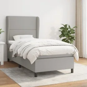 Box spring bed with light gray fabric mattress 80x200 cm by , Beds and slatted bases - Ref: Foro24-3127837, Price: 303,92 €, ...