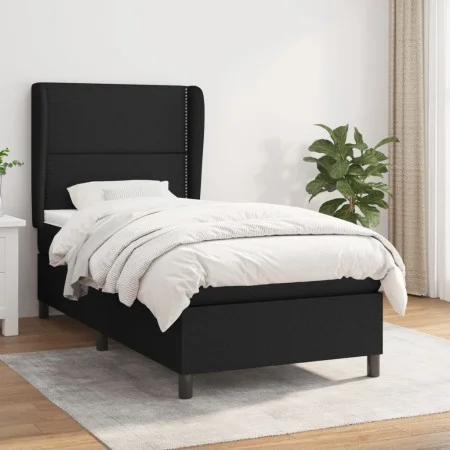 Box spring bed with black fabric mattress 100x200 cm by , Beds and slatted bases - Ref: Foro24-3127863, Price: 336,73 €, Disc...