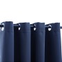 Cortinas opacas con anillas de metal 2 uds azul 140x225 cm