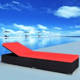 Sun lounger with black synthetic rattan cushion by vidaXL, Loungers - Ref: Foro24-44405, Price: 130,27 €, Discount: %