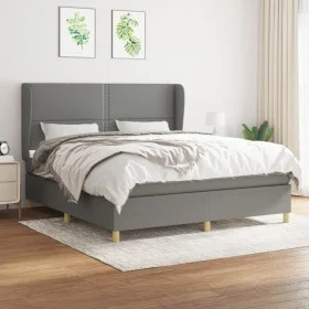 Box spring bed with dark gray fabric mattress 180x200 cm by , Beds and slatted bases - Ref: Foro24-3128462, Price: 577,30 €, ...