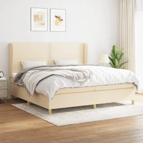Box spring bed with cream fabric mattress 200x200 cm by , Beds and slatted bases - Ref: Foro24-3128474, Price: 602,12 €, Disc...