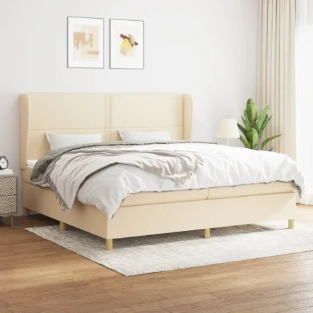 Box spring bed with cream fabric mattress 200x200 cm by , Beds and slatted bases - Ref: Foro24-3128474, Price: 602,12 €, Disc...