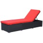 Sonnenliege mit schwarzem Kissen aus synthetischem Rattan von vidaXL, Liegen - Ref: Foro24-44405, Preis: 124,62 €, Rabatt: %