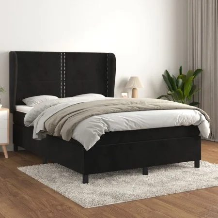 Box spring bed with black velvet mattress 140x190 cm by , Beds and slatted bases - Ref: Foro24-3129149, Price: 500,06 €, Disc...