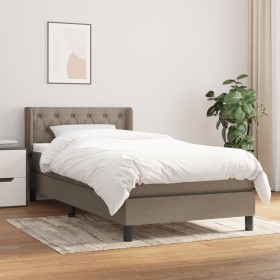 Cama box spring con colchón tela gris taupe 80x200 cm