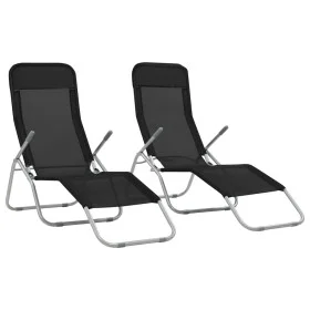 Klappbare Sonnenliegen 2 Einheiten aus schwarzem Textilene von vidaXL, Liegen - Ref: Foro24-44338, Preis: 138,38 €, Rabatt: %