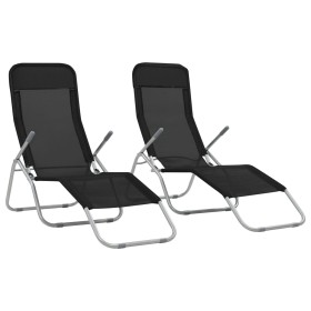 Tumbonas plegables 2 unidades textilene negro de vidaXL, Tumbonas - Ref: Foro24-44338, Precio: 153,16 €, Descuento: %