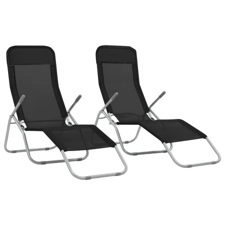 Folding sun loungers 2 units black textilene by vidaXL, Loungers - Ref: Foro24-44338, Price: 143,88 €, Discount: %
