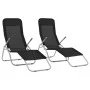 Folding sun loungers 2 units black textilene by vidaXL, Loungers - Ref: Foro24-44338, Price: 143,88 €, Discount: %