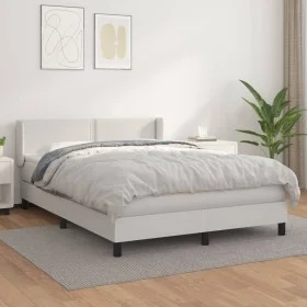 Box spring bed with white synthetic leather mattress 140x190 cm by , Beds and slatted bases - Ref: Foro24-3130716, Price: 470...