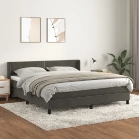 Box spring bed with dark gray velvet mattress 160x200 cm by , Beds and slatted bases - Ref: Foro24-3130908, Price: 498,00 €, ...