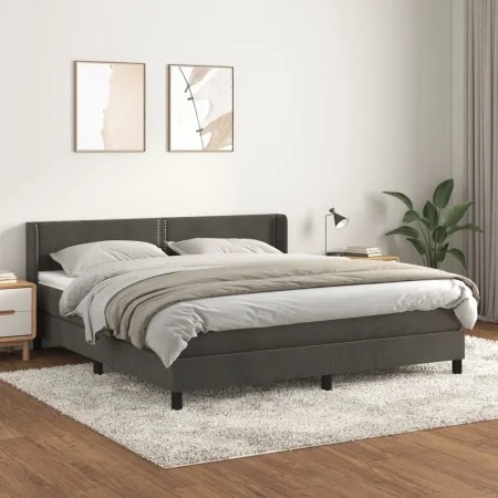 Box spring bed with dark gray velvet mattress 160x200 cm by , Beds and slatted bases - Ref: Foro24-3130908, Price: 498,00 €, ...