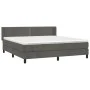 Box spring bed with dark gray velvet mattress 160x200 cm by , Beds and slatted bases - Ref: Foro24-3130908, Price: 498,00 €, ...