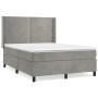 Box spring bed with light gray velvet mattress 140x200 cm by , Beds and slatted bases - Ref: Foro24-3132621, Price: 475,36 €,...